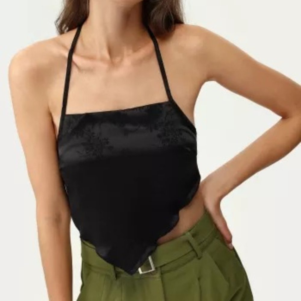 Cider Plum Halter Tie Back Top